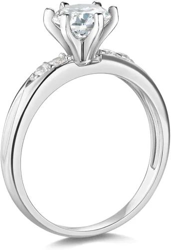 Vista 3 de Wellingsale - Anillo de compromiso de plata de ley 925 y alianza de boda, 2 piezas, tamaño 8