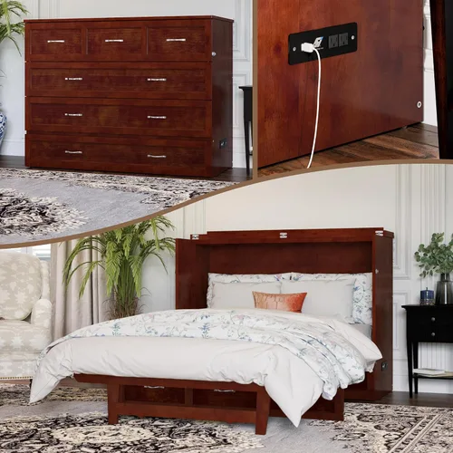 Vista 33 de AFI, Northfield Murphy Bed - Baúl de cama Twin XL con colchón de 6", cajón de almacenamiento y cargador USB integrado, ámbar quemado Amarillo ámbar