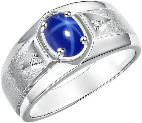 Vista 3 de Rylos Anillos para hombre de diseño clásico de 0.276 x 0.197 in con piedras preciosas ovaladas y diamantes brillantes - Anillos de piedra natal