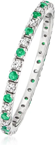 Vista 3 de Ross-Simons Anillo de eternidad con piedras preciosas y diamantes en oro blanco de 14 quilates