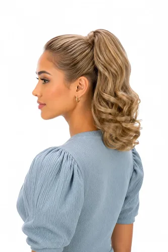 Vista 37 de PRETTYSHOP - Extensión de cabello rizado voluminoso, cola de caballo de 14 pulgadas con clip, resistente al calor