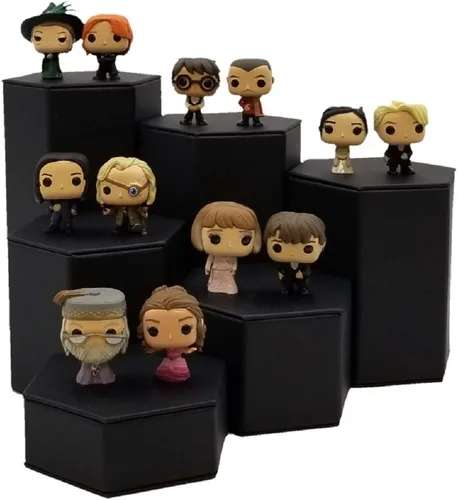 Vista 3 de 888 Display USA, Inc Juego de elevadores de cuero sintético negro con forma hexagonal de lujo de 6 piezas
