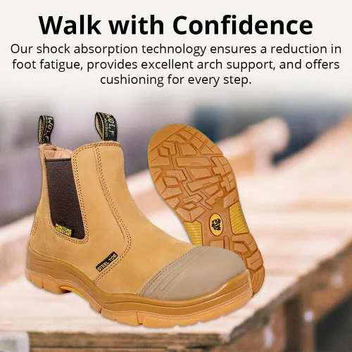 Vista 7 de WOLF Work Boot 100% Genuine Upper Leather Oil, Slip, Impact, Puncture Resistant Electrical Hazards Non-Slip Rubber Sole