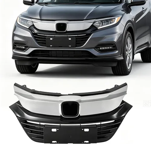 Vista 11 de PIT66 Protector de parrilla de parachoques delantero superior e inferior, compatible con Honda CRV 07-09 negro/cromo