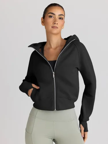 Vista 2 de Trendy Queen Sudaderas con capucha y cremallera para mujer, chaquetas de vellón, trajes de otoño, casuales, con capucha, Y2K, ropa de invierno 2024