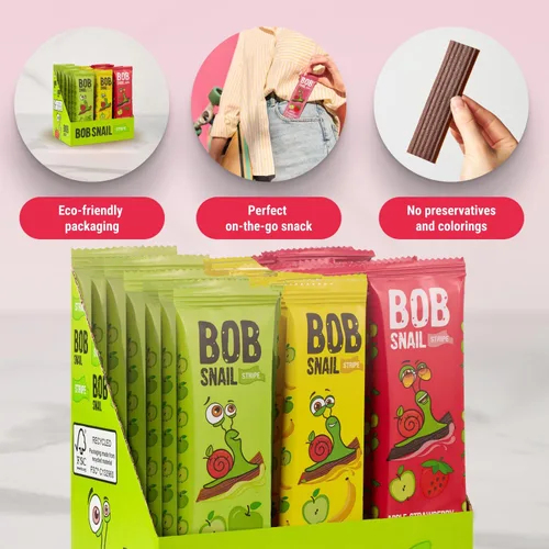 Vista 5 de Paquete variado de aperitivos para niños y adultos, 30 bocadillos de frutas saludables a granel envueltos individualmente, cuero de fruta con fresa
