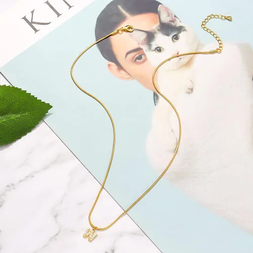 Vista 4 de LOYJOY - Collar con iniciales de circonita incrustadas para mujer gargantilla con cadena de serpiente collar con letras y joyas Collier Friend