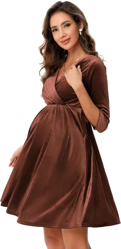 Vista 31 de Camisas de maternidad para mujer, cuello cuadrado, manga larga abombada, linda, casual, blusas, ropa de otoño Albaricoque