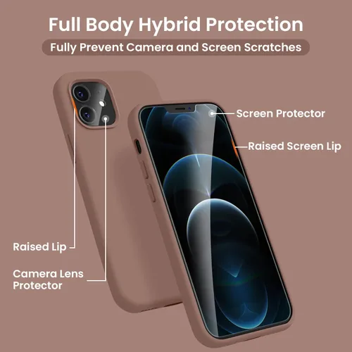 Vista 4 de Cordking [5 en 1] - Funda de silicona a prueba de golpes con forro de microfibra diseñada para iPhone 12 / 12 Pro, con 2 protectores de pantalla + 2