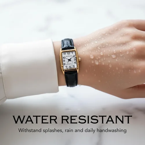 Vista 5 de Miykon Relojes vintage para mujer, pequeño y delicado, reloj cuadrado para mujer con piel auténtica, pulido iónico, luminoso y segundero, vidrio