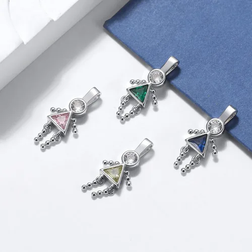 Vista 3 de Birthstone Baby Pendants for Mom or Grandma by Ginger Lyne, Kids Birthday Boy or Girl Cubic Zirconia Sterling Silver Charms to Create a Family Tree