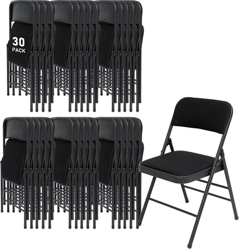 Vista 15 de SEALAMB Paquete de 4 sillas plegables con asiento cómodo, marco de metal resistente, sillas apilables portátiles para bodas, fiestas, oficina