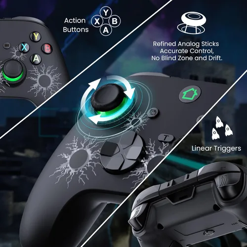 Vista 3 de LuvYsshun Wireless Controller Compatible With Xbox One,Xbox Series XS, Xbox One XS, PC Windows,RGB LED Light with Rechargeable Built-in Battery,Dual