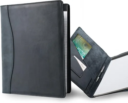 Vista 10 de PEGAI Padfolio de cuero 100% hecho a mano, organizador de bloc de notas jurídicas para negocios, escuela, oficina, conferencias, resistente, piel