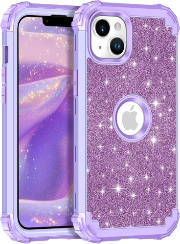 Vista 29 de LONTECT Funda para iPhone 15 Plus con purpurina brillante 3 en 1, a prueba de golpes, resistente, híbrida, resistente, funda protectora de alto