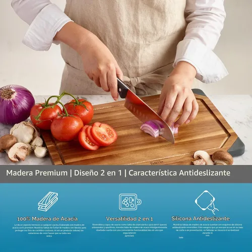 Vista 2 de PortoFino Tabla de cortar de madera - Tablas de cortar de madera para cocina - Tabla de cortar - Tabla de quesos - Tabla de embutidos - Tabla