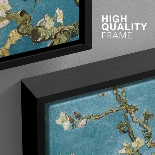 Vista 4 de wall26 Lienzo enmarcado para pared, juego de arte con flores de almendra de Vincent Van Gogh, naturaleza, ilustraciones de área silvestre, bellas