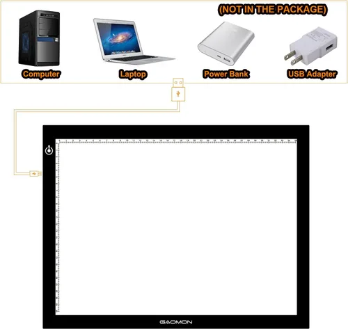 Vista 8 de Gaomon tablero de trazado, Tamaño GB4, Caja de luz LED, 5 mm ultradelgada, Luz Pad USB para boceto y copia
