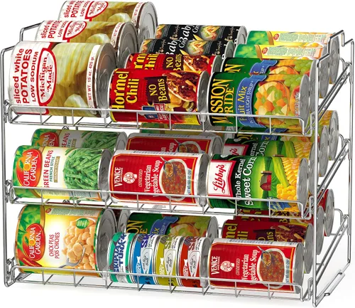 Vista 9 de Organizador de latas apilable de Deco Brothers para cocina y despensa, 3 niveles, negro