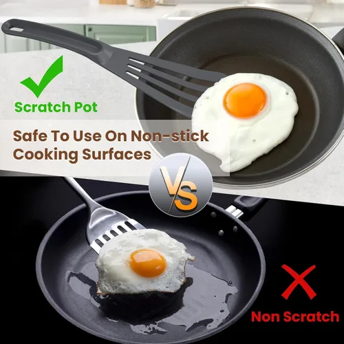 Vista 6 de Espátula ranurada, espátula profesional resistente al calor, espátula segura para utensilios de cocina antiadherentes