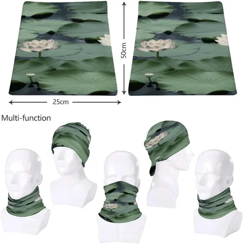 Vista 8 de Black Lily Pads - Polaina para el cuello para hombres y mujeres, protección solar UPF 50+, pasamontañas, máscara facial que absorbe la humedad