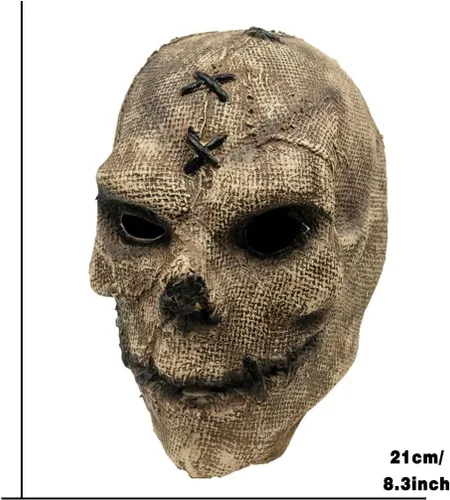 Vista 6 de brableewear Máscara de calavera de terror, arpillera, fantasma, esqueleto malvado, Halloween, novedad, máscara de mascarada