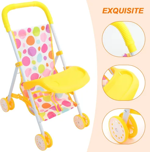 Vista 7 de MERRYHAPY Cochecito de muñeca compacto y ligero para juego de roles realista, accesorio fácil de transportar y almacenar cumpleaños Navidad