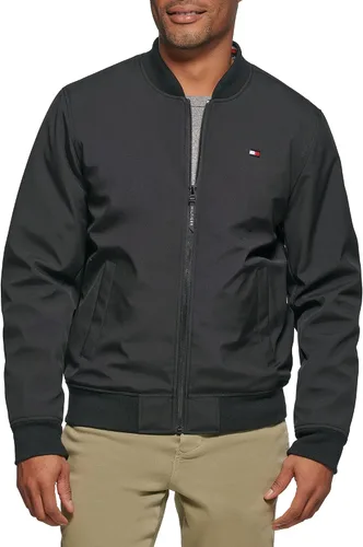 Vista 8 de Tommy Hilfiger Chaqueta bomber ligera Varsity de punto acanalado para hombre Verde militar