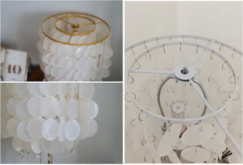 Vista 4 de RISEON Marco de pantalla de lámpara con agujeros para colgar, pantalla de lámpara de bricolaje, anillo de alambre, soporte para colgar E27, marco