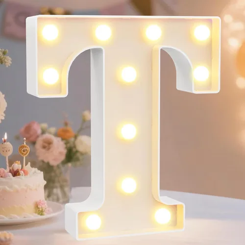 Vista 49 de Pooqla Letras con luces LED de marquesina, letras decorativas iluminadas en blanco cálido y blanco frío, letras del alfabeto iluminadas para niños