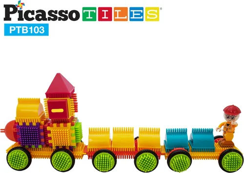 Vista 3 de Picasso Toys PTB103 - Bloques con forma de bloque de erizo, juego de azulejos de construcción, juguete de aprendizaje apilable, bloque educativo
