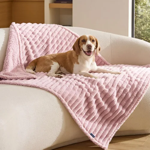 Vista 31 de Bedsure ComfyFleece® - Mantas impermeables para perros pequeños Crema