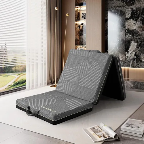 Vista 11 de GEMBED Colchón de Espuma Viscoelástica Tri-Fold - Cama de Piso Plegable Portátil de 3 Pulgadas con Funda Lavable y Base Antideslizante, Ahorra