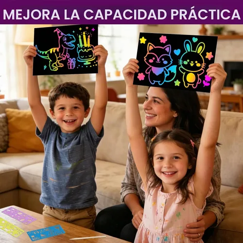 Vista 4 de FUNNYB&G Kit de 100 piezas de arte de papel para rascar arco iris