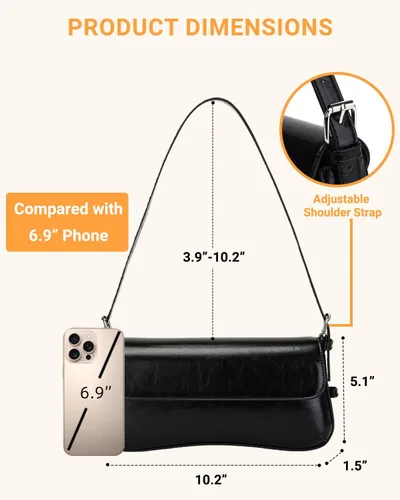 Vista 5 de Herald Pequeño bolso de hombro para mujer, bonito bolso de mano de moda con correa ajustable