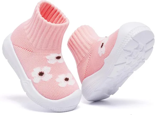 Vista 4 de MORENDL - Zapatos tipo calcetín para niños pequeños, zapatos de caminar para bebés, zapatillas antideslizantes para niños y niñas