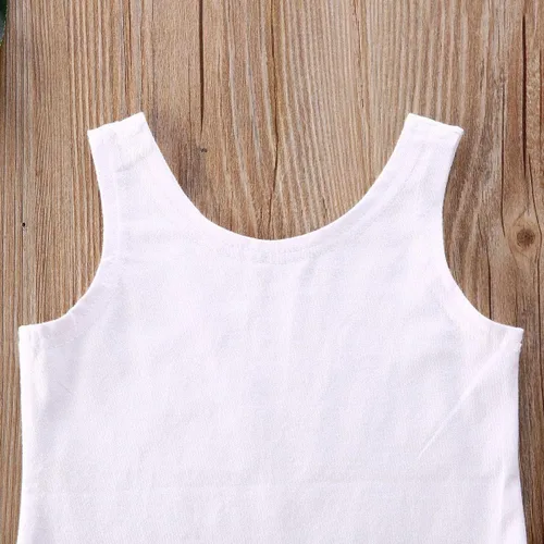 Vista 4 de Conjunto de 2 faldas para bebé niña pequeña, sin mangas, chaleco con botones y falda plisada