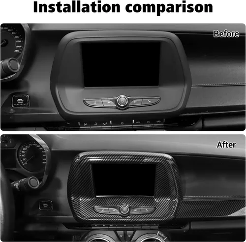 Vista 2 de Voodonala Cubierta del panel de navegación central para Chevy Camaro compatible con Chevy Camaro 2017-2023 (ABS, fibra de carbono negro, 7 pulgadas)