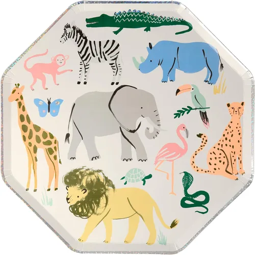 Vista 9 de Meri Meri Platos de fiesta de cumpleaños, paquete de 8 platos desechables para fiestas temáticas divertidas, suministros de cumpleaños para niños
