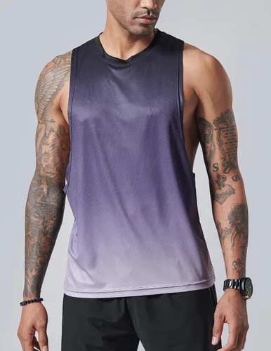 Vista 3 de Paquete de 3 camisetas sin mangas para hombre, con brazo caído, para gimnasio, fisicoculturismo, entrenamiento, camisetas sin mangas