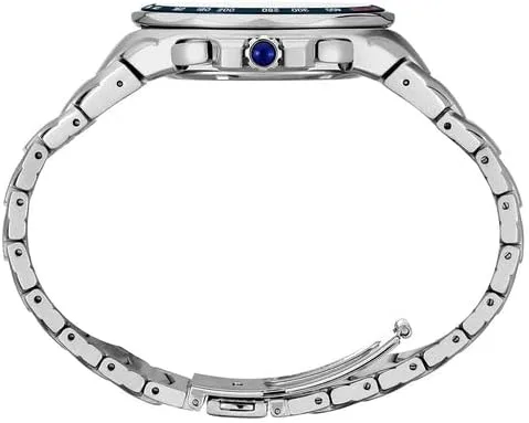 Vista 2 de Seiko Reloj cronógrafo de cuarzo con correa de acero inoxidable para hombre, Azul Patchwork, Casual