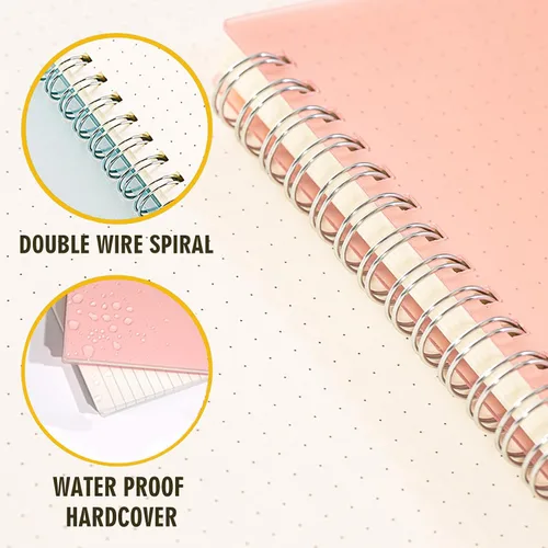 Vista 5 de OWSC Paquete de 3 Cuadernos de Puntos, Cuadernos en Espiral de 8.5 x 11 Pulgadas para Trabajo, Escuela y Diario con Papel Punteado de 110 GSM