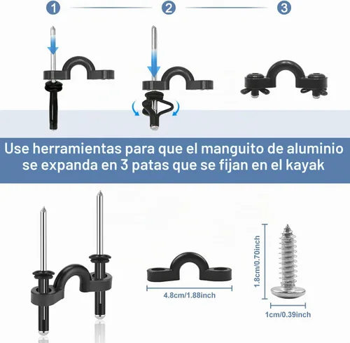 Vista 3 de HLOGREE Paquete de 2/4 asas para kayak, mango de transporte de kayak con remaches, asas de repuesto para kayak, asas de kayak para Gris - 2 asas