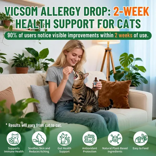 Vista 6 de Alivio de la alergia de gatos para gatos, alivio estacional de alergias cutáneas para gatos con picazón en la piel, patas, ojos, orejas, deja