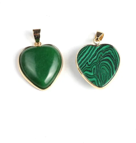 Vista 5 de LE SKY 8 colgantes de piedra natural en forma de corazón, piedra de ágata de cristal curativo para hacer joyas y collares