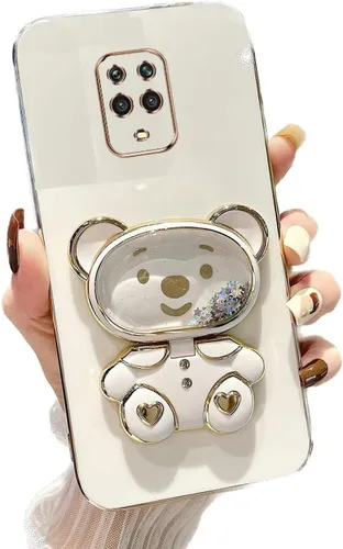Vista 14 de Miagon Bear - Funda con soporte para espejo para Xiaomi Redmi A1, Quicksand Glitter Electroplated Soft TPU Protector Slim a prueba de golpes