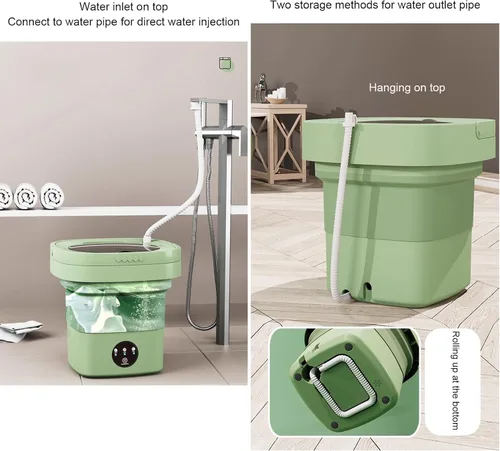 Vista 6 de Lavadora portátil, mini lavadora plegable con secadora, pequeña lavadora plegable con limpieza profunda de ropa interior, ropa de bebé y ropa
