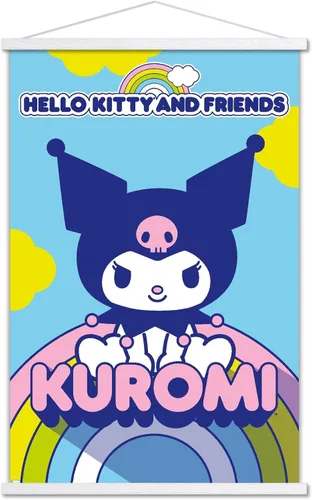 Vista 9 de Trends International Hello Kitty and Friends - Póster de pared Kuromi, 22.37 x 34.00 pulgadas, paquete de impresión premium y colgador de madera