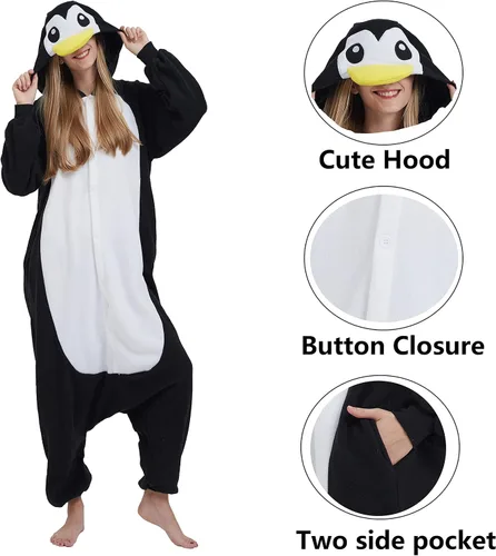 Vista 3 de SimZoo Pijama de animal para adultos, disfraz de cosplay de animales para hombres y mujeres, ropa de dormir unisex de una sola pieza