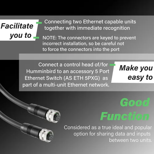 Vista 4 de 720073-6 - Cable Ethernet de 5 pies como EC 5E de repuesto para Humminbird, color negro, apto para hélice, APEX, SOLIX y Onix